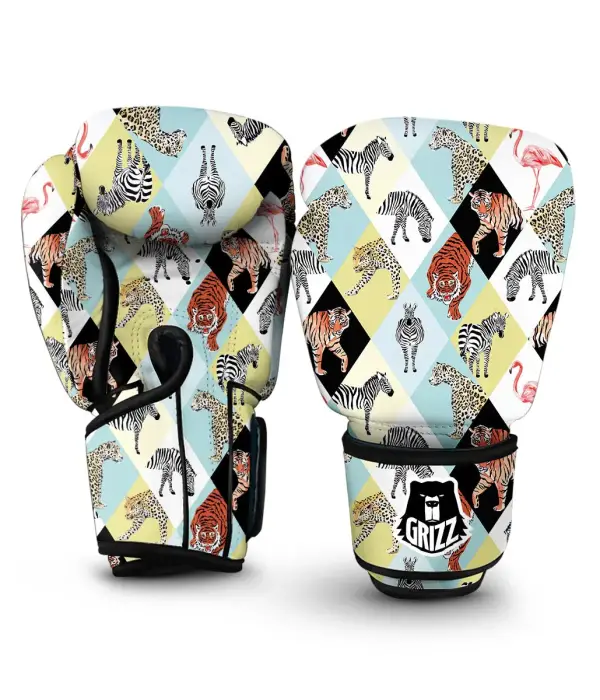 Patchwork Tropical Animal Boxing Gloves