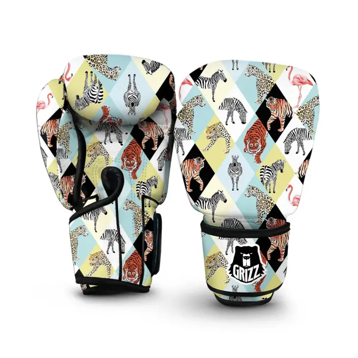 Patchwork Tropical Animal Boxing Gloves