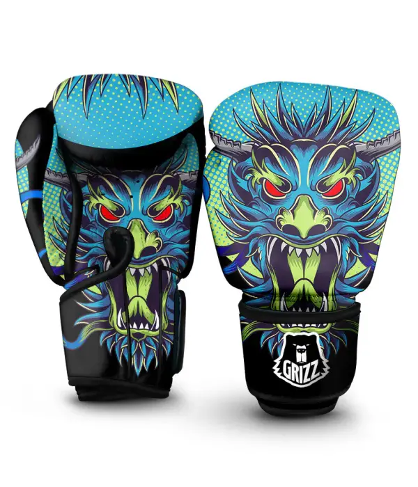 Dragon Blue Japanese Boxing Gloves