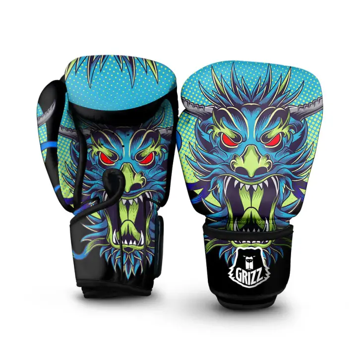 Dragon Blue Japanese Boxing Gloves