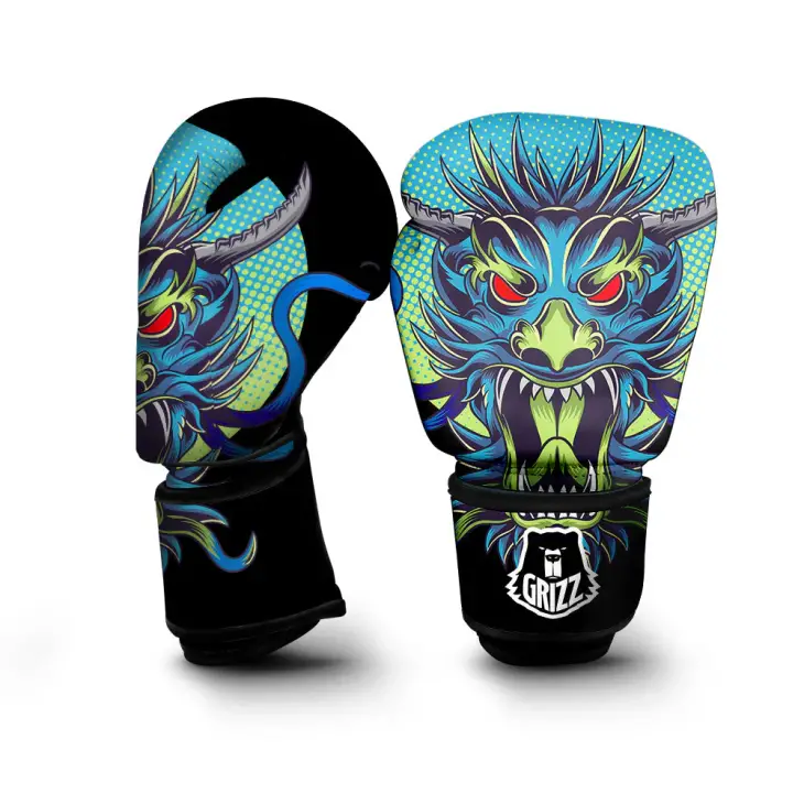 Dragon Blue Japanese Boxing Gloves - Image 2