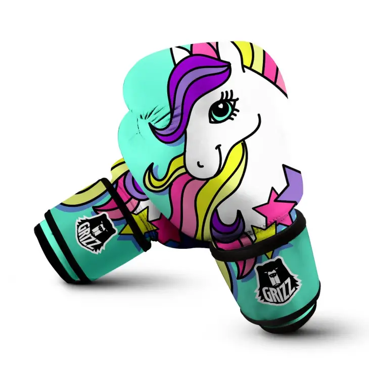Girly Unicorn Teal Print Boxing Gloves - Image 2